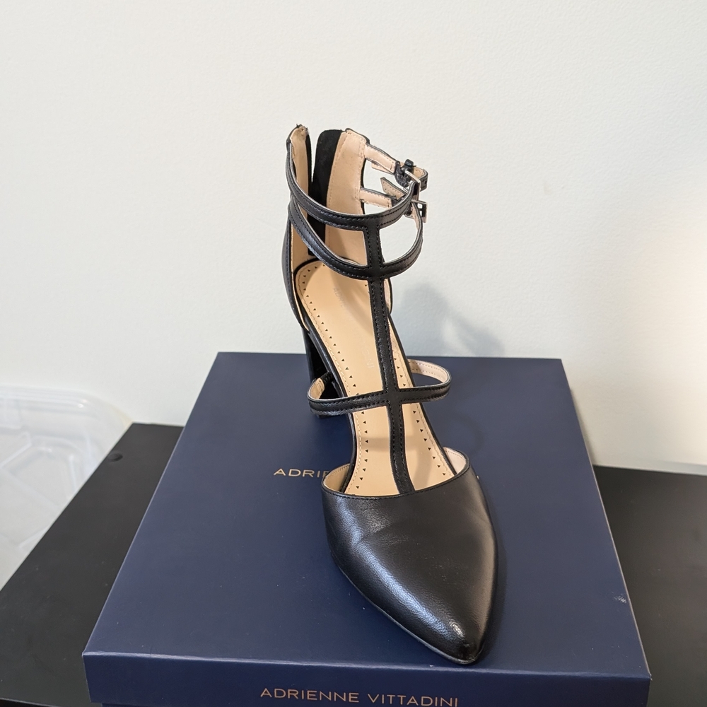 Adrienne Vittadini Black Pointed Heels with Straps